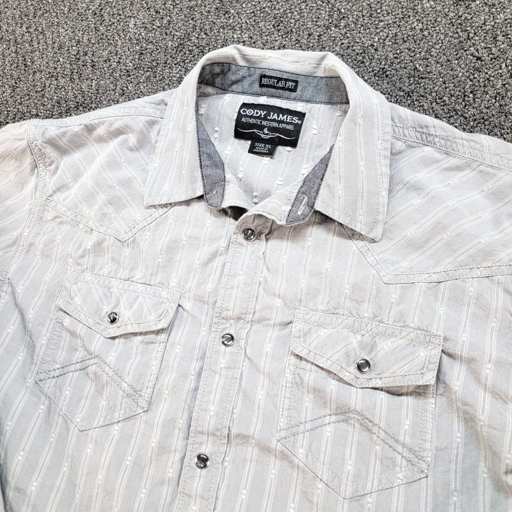Cody James Western Shirt XL Pearl Snap Cowboy Cotton Regular Gray CMSP21W6